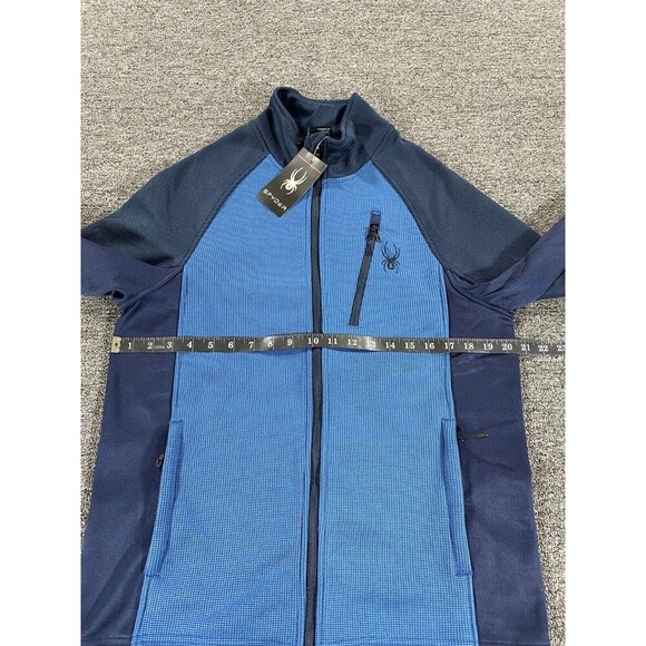 Spyder Jacket Mens Medium Blue Full Zip Long Sleeve Sweater Coat Marlin Fleece - Picture 3 of 16
